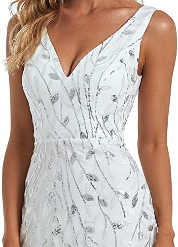 Ever-Pretty Womens Sequin Formal Dress Double V-Neck Sleeveless Mermaid Long Evening Dresses 07886