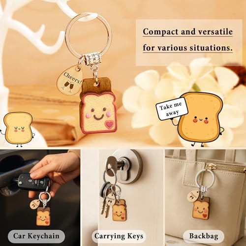 New Beginnings Gifts for Girls Toast Keychain, Galentines Day Gifts for Best Friend Love/Engagement/Housewarming/Birthday Present as Her Valentines Keychains for Couple Coworker Sister