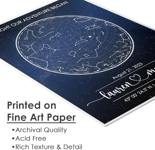 Custom Star Map – Fully Personalized (Your Details, Size, Color, Framing) | Romantic Gifts for Her | Gifts for Husband | Paper Anniversary Art Print | Great Gift for Special Ocassions (e.g. Wedding, Valentines Day, Birthday, etc)