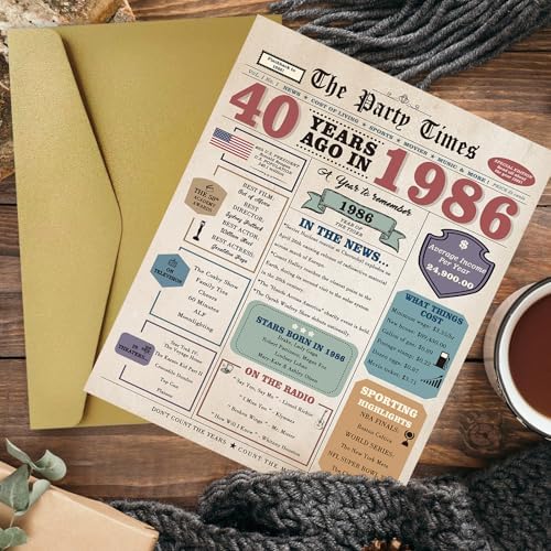 Zyulin 40th Birthday Card Gifts Men Women, 40 Year Old Birthday Decorations for Husband Wife
