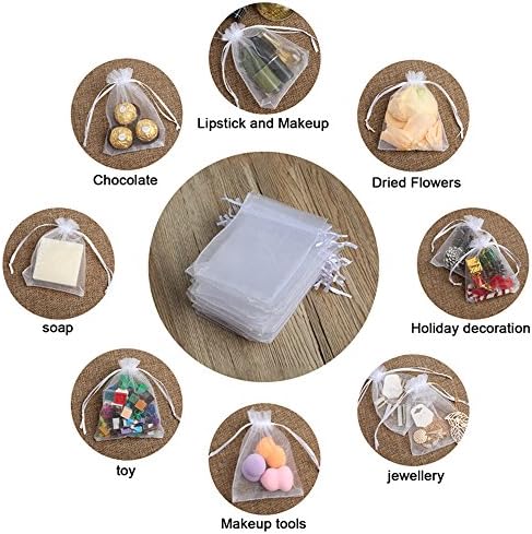 Hopttreely 100PCS Premium Sheer Organza Bags, White Wedding Favor Bags, 4×4.72 Jewelry Gift Bags for Party, Jewelry, Christmas, Festival, Bathroom Soaps, Makeup Organza, Wrapping Supplie