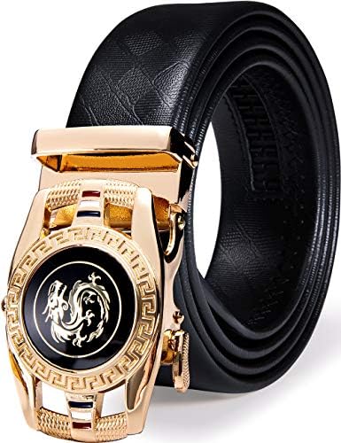 Barry.Wang Mens Ratchet Leather Belt 1 3/8 Adjustable Buckle Slide Click Casual Dress Golf Jeans Business Classic