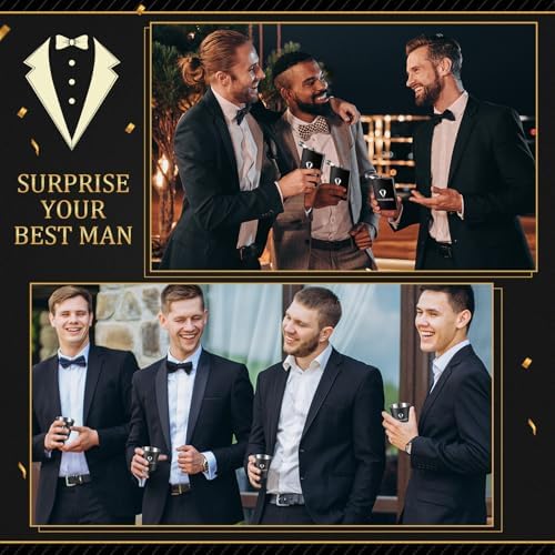 60Pcs Groomsmen Gifts Set of 6, Groomsmen Proposal Box with Flasks Sunglasses PU Leather Toiletry Bag Bottle Opener for Wedding Groomsman Best Man Gift