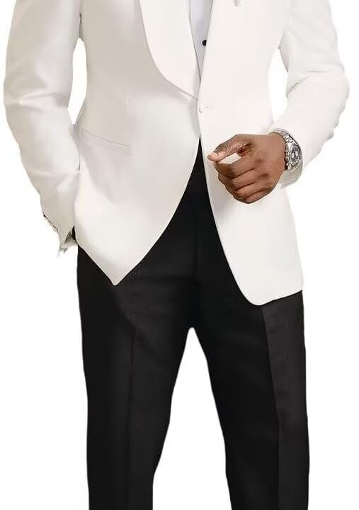 Mens 2-Piece Suit Set Shawl Lapel One Button Tuxedo for Wedding Formal Events Blazer Pants Suit