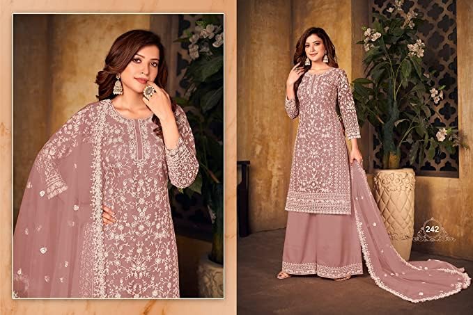 Wedding Reception Wear Indian Pakistani Designer Sharara Plazzo Dupatta Suits Sewn Shalwar Kameez Pant Dress