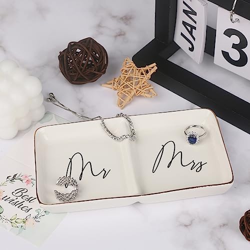 Engagement Ring Dish Future Mr and Mrs Gifts Ring Dish Wedding Ring Holder Jewelry Dish, Bridal Shower Gift for Bride to be Wedding Engagement Gifts for Her/Couples/Newlyweds Women