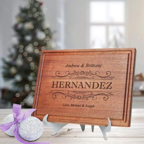 Personalized Cutting Board – Custom Engraved Wood Charcuterie Board – Best Wedding Gift Idea for Couples (Bride & Groom), Newlyweds – Handcrafted in USA from Premium Hardwood 002
