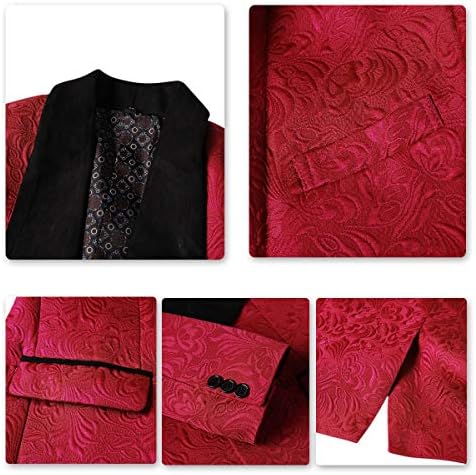 YFFUSHI Mens 3 Piece Suit Slim Fit Jacquard Tuxedo 1 Button Shawl Collar Blazer Vest & Pants for Wedding Formal Prom