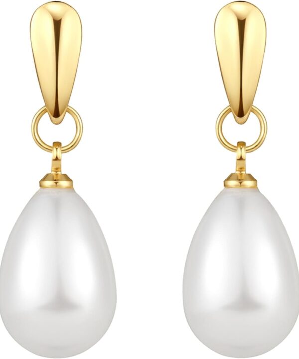 14k Gold Plated Lightweight Pearl Earrings,Trendy Jewelry,Teardrop Hoop Earrings for Women,Pearl Drop Earrings,Elegant Jewelry for Gifts