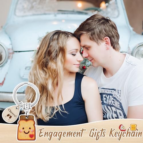 New Beginnings Gifts for Girls Toast Keychain, Galentines Day Gifts for Best Friend Love/Engagement/Housewarming/Birthday Present as Her Valentines Keychains for Couple Coworker Sister