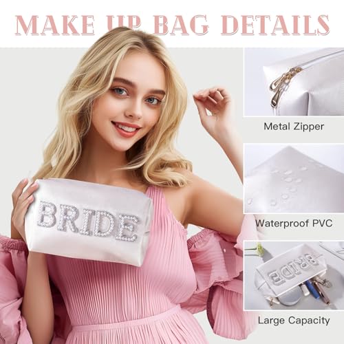 Bridal Shower Gifts7-Piece Birde Gift Set with Tumbler, Tote, Slippers, Makeup Bag & More-Gift for Bride to be Bachelorette Gifts for Her-Bridal Shower Decorations