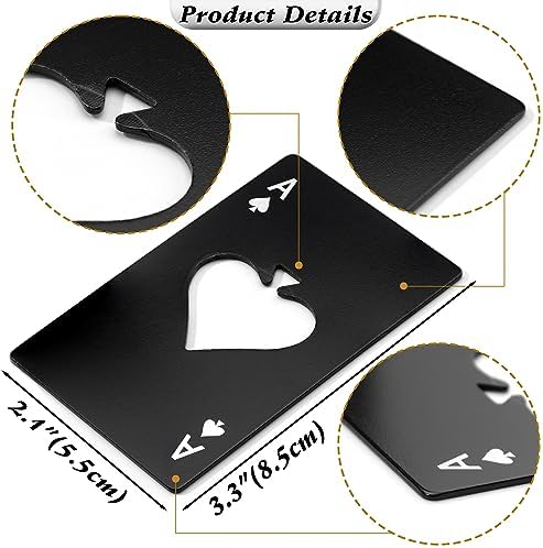 Wine Bottle Opener Stainless Steel Credit Card Size Casino Beer Bottle Opener Cap Opener for Your Wallet Wedding Party Groomsmen Bridesmaid Gifts 6 Pcs (Black)
