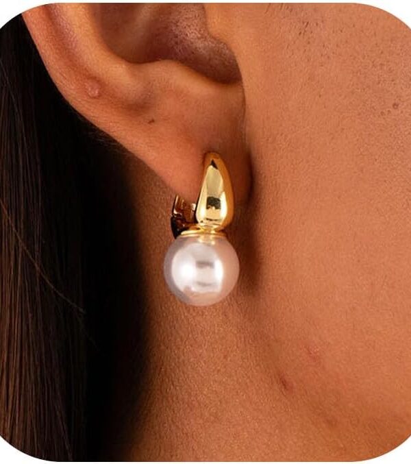 CHESKY Pearl Earrings for Women, Dainty 14K Gold Plated/Silver Plated Drop Quality Handpicked AAA+ Freshwater Cultured Round Pearls Dangle Earrings Wedding Jewelry for Women Gifts