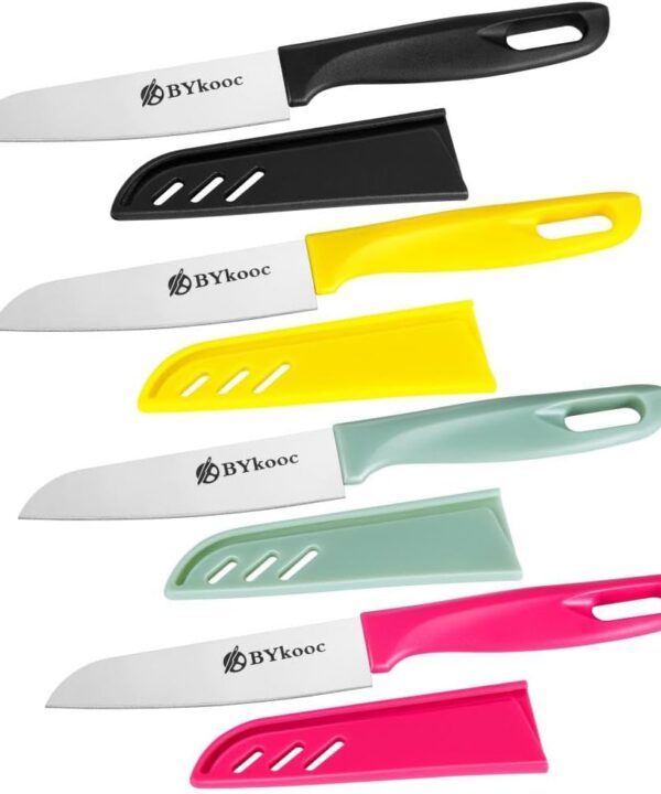 8 pieces Paring Knives (4PCS Peeling Knives and 4PCS Knife Sheath), Ultra Sharp Vegetable and Fruit Knife,German Steel Small Kitchen Knife with PP Plastic Ergonomic Handle
