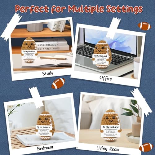 Valentines Day Gifts for Husband from Wife, To My Husband Handmade Crochet Football Birthday Gift for Him, Wedding Anniversary Present for Men, Romantic Valentines Decor for Couple, Hubby, Spouse