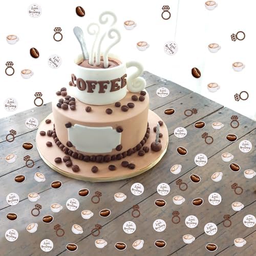 Coffee Bridal Shower Decorations – 200PCS Coffee Confetti, Love is Brewing Bridal Shower Decorations, Cafe Table Decorations for Love is Brewing Wedding Shower Engagement Party