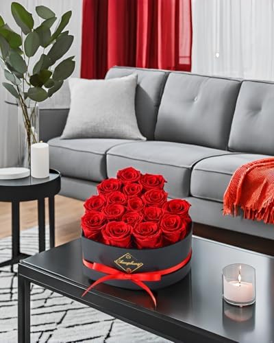 16 Flowers Forever Preserved Roses in Heart Box, Preserved Flowers for Delivery Birthday Gifts Women Anniversary Forever Flowers for Mothers Gift Real Rose Forever Gifts for Women Mom Wife