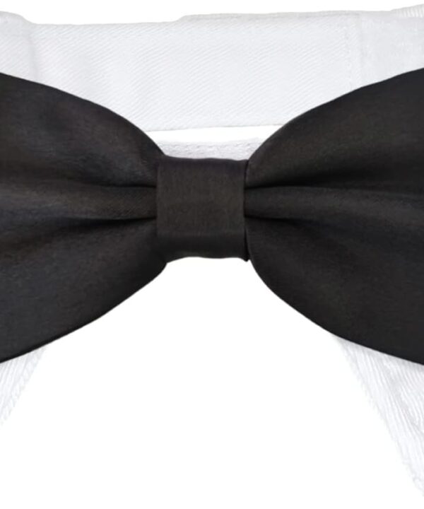 Bow Tie for Dogs, KOOLMOX Dog Bow Tie, Handcrafted Black Dog Bowtie with 21'' Adjustable Dog Collar Tux White Dog Collar for Large Dogs Wedding Attire, Pets Grooming Costumes