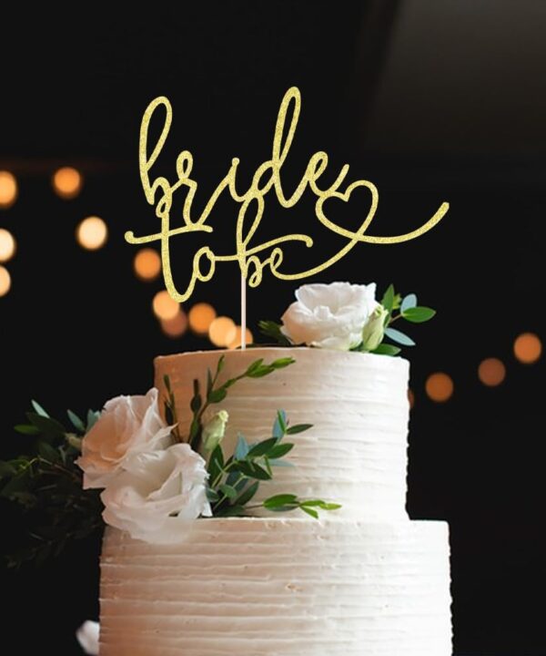 Glitter Bride to Be Cake Topper - Bridal Shower/Wedding Shower/Engagement/Bachelorette Party Decorations (Gold)