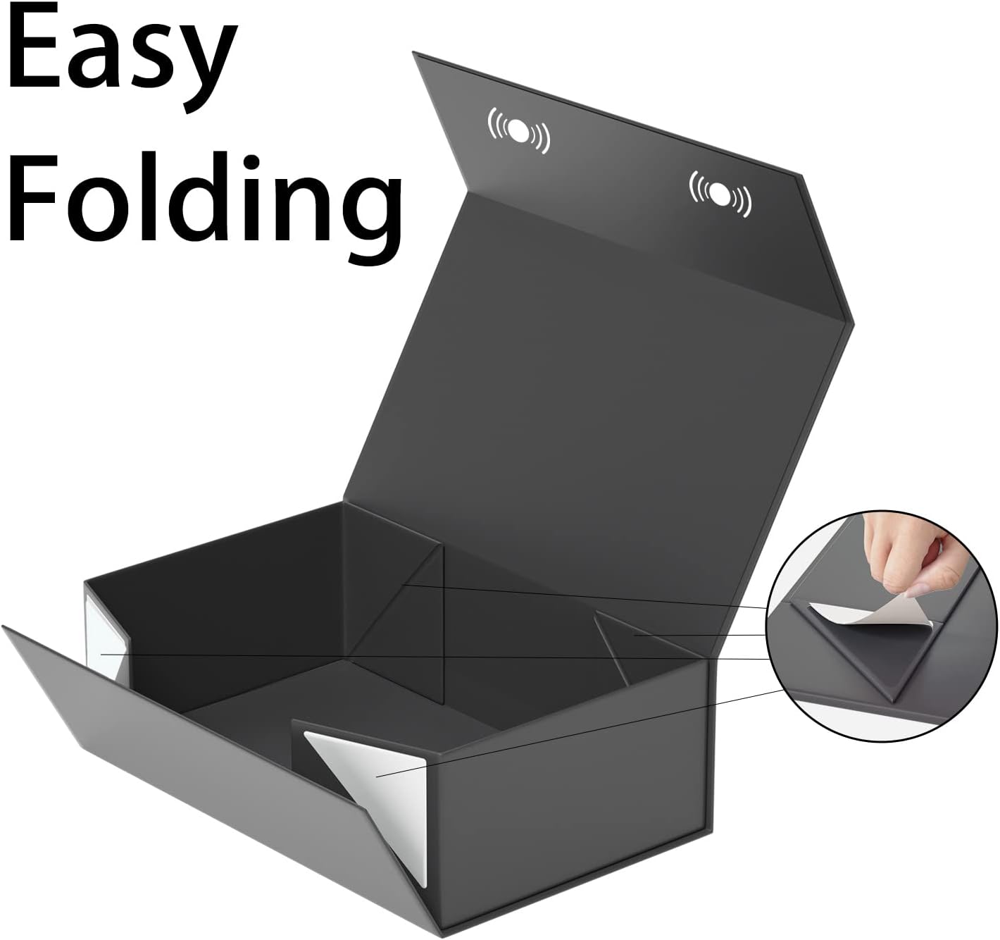 Black Gift Box, 9.5x6x3 Gift boxes for Presents with Lids Magnetic Closure Rectangle Collapsible for Groomsman Proposal Box, Wedding, Christmas, Halloween, Birthday Gift Packging