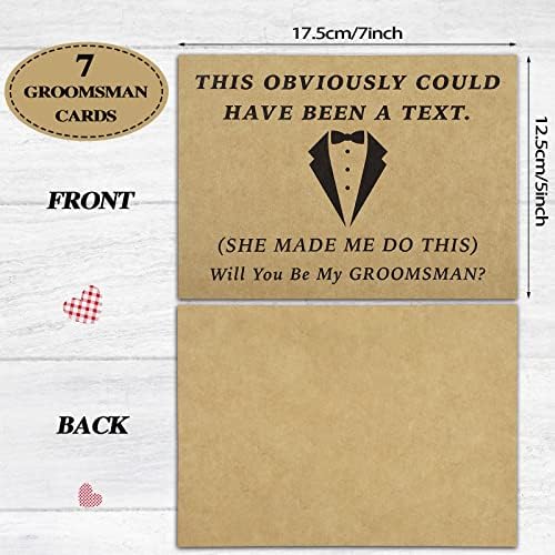 Teling 8 Pieces Groomsmen Proposal Gift Proposal Cards 7 Pieces Will You Be My Groomsman Funny Cards and 1 Will You Be My Best Man Card for Wedding Party Supplies(Khaki Background)