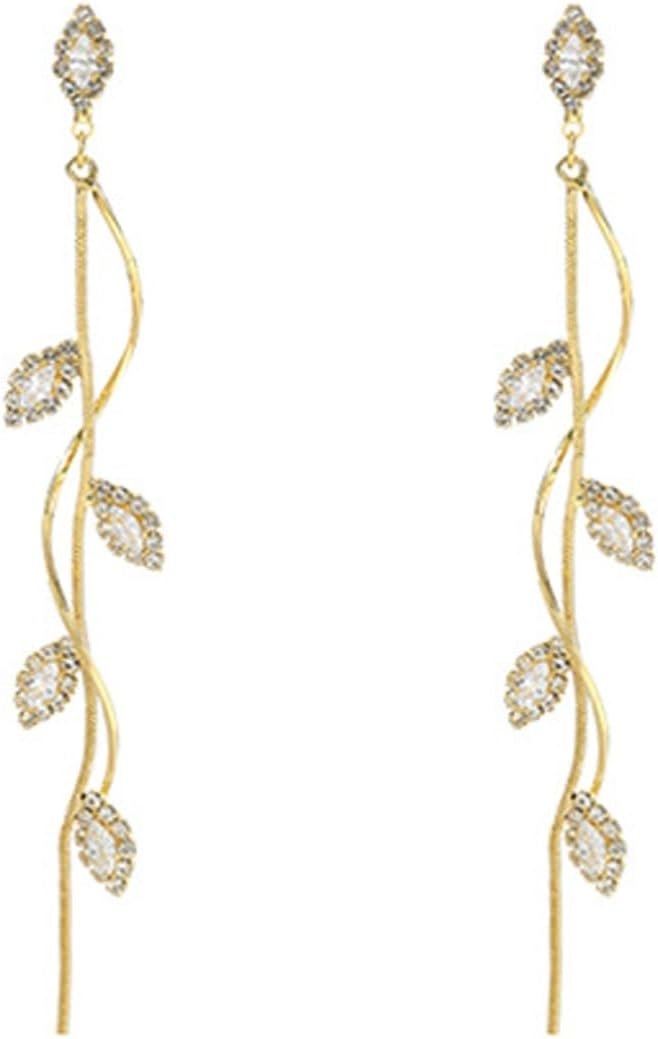 Crystal Wedding Earrings for Bridal Bridesmaid,Bride Drop Earrings Gold Chandelier Dangle Earrings for Women,Cubic Zirconia Rhinestone Dangling Earrings Prom Party Jewelry Gifts