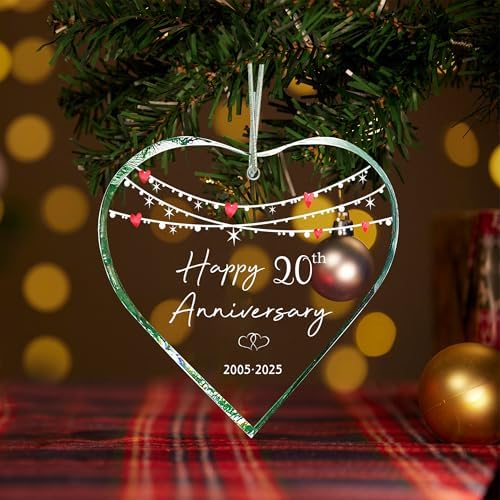 ZUNON 20th Christmas Ornament Gifts for Wedding Anniversary 20 Year Anniversary Valentines Gifts for Couples Christmas Ornaments 2025 (20th