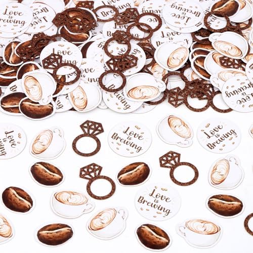 Coffee Bridal Shower Decorations – 200PCS Coffee Confetti, Love is Brewing Bridal Shower Decorations, Cafe Table Decorations for Love is Brewing Wedding Shower Engagement Party