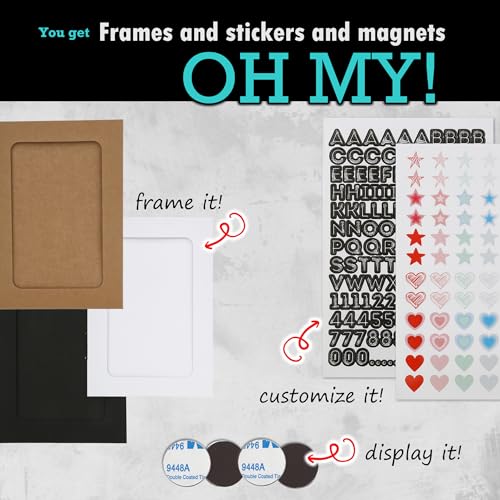 Baby Ink Hand & Footprint Kit | 2 Inkless Stamp Pads, 4 Art Cards, 3 Frames, Stickers & Magnets for Baby Shower, Registry, Newborn, New Mom Gifts