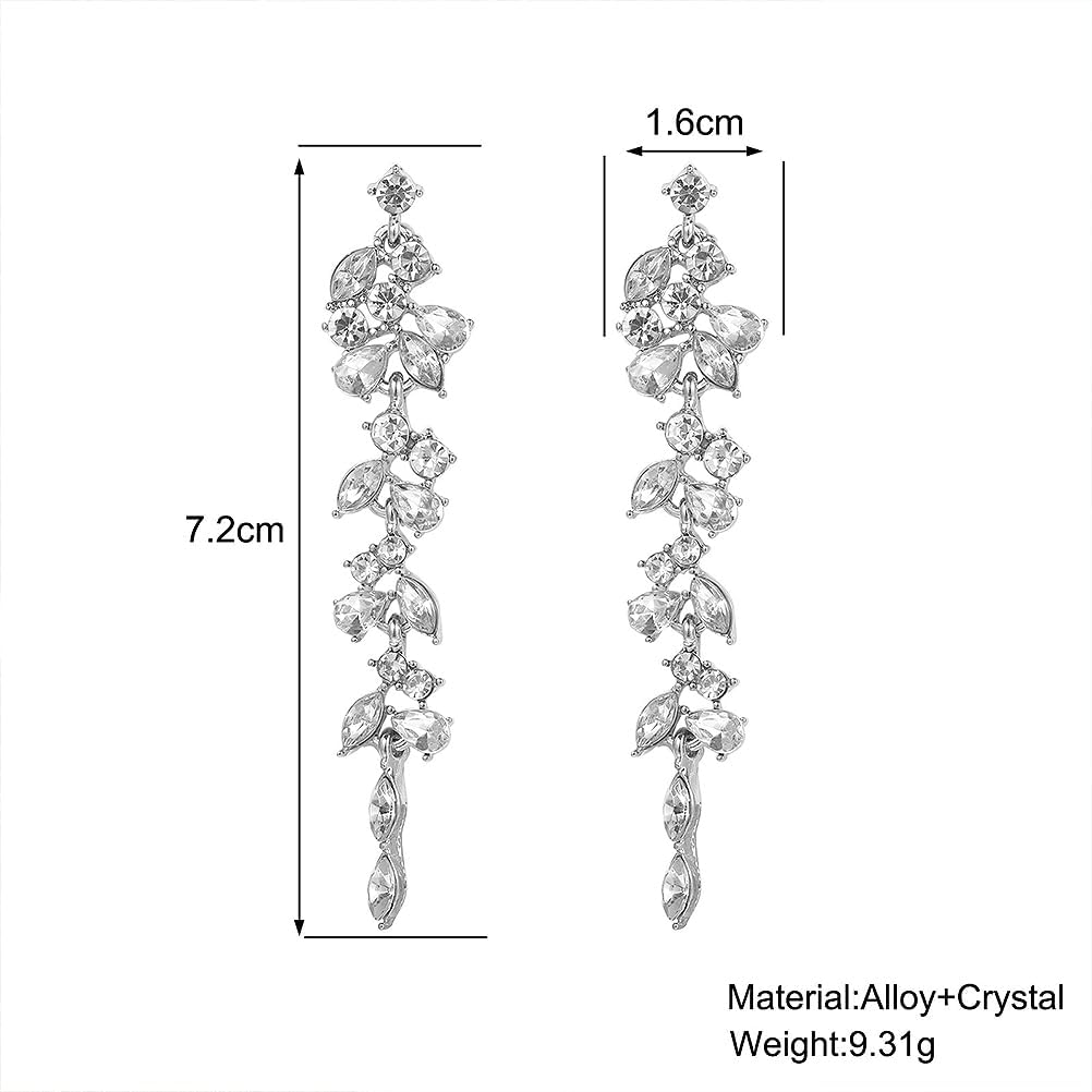 Shiny Silver Cubic Zirconia Tassel Earrings for Women, Sparkling Rhinestone Wedding Bridal Bridesmaid Drop Dangle Earrings Funky Preppy Aesthetic Jewelry