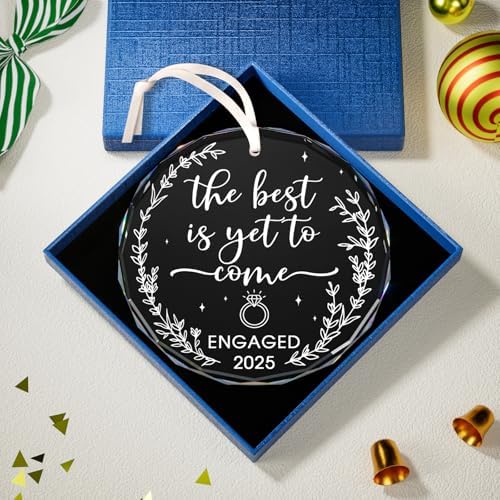 Engagement Gift for Couples 2025, Just Engaged Ornament, The Best is Yet to Come – Engaged 2025, Wedding Bridal Shower Gifts, Just Married Gifts for Newlywed Couple, Bride, Women, Her