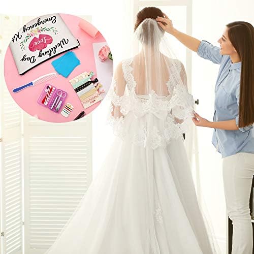 Weewooday Floral Wedding Emergency Kit for Bride Wedding Survival Set with Makeup Bag, Bridal Shower Kit Gift Present Fun Engagement Present for Bride Emergency Supplies