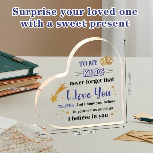 Christmas Husband Gifts, Gifts for Husband from Wife, Husband Birthday Gift, Anniversary Valentines Gifts for Him,Christmas Anniversary for Husband Boyfriend Acrylic Heart Plaque