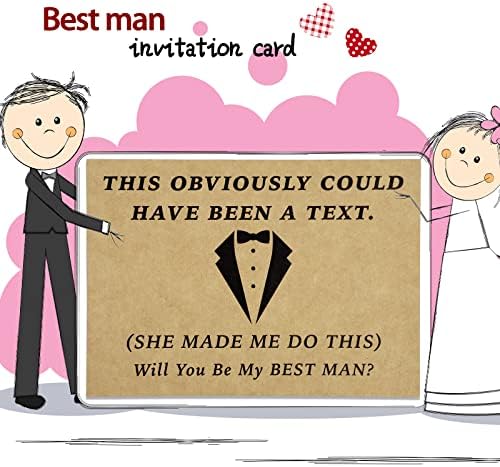 Teling 8 Pieces Groomsmen Proposal Gift Proposal Cards 7 Pieces Will You Be My Groomsman Funny Cards and 1 Will You Be My Best Man Card for Wedding Party Supplies(Khaki Background)