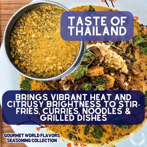 Gourmet World Flavors Seasoning Collection | Non GMO Verified | 6 Magnetic Tins | Spice Blends | Crafted in Small Batches by Gustus Vitae | #68