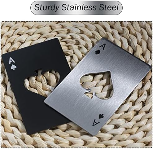 Wine Bottle Opener Stainless Steel Credit Card Size Casino Beer Bottle Opener Cap Opener for Your Wallet Wedding Party Groomsmen Bridesmaid Gifts 6 Pcs (Black)