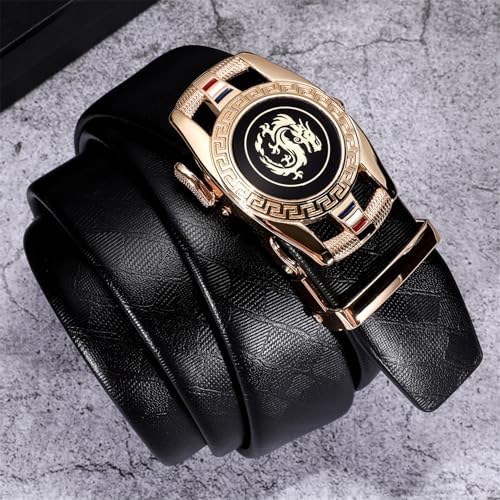 Barry.Wang Mens Ratchet Leather Belt 1 3/8 Adjustable Buckle Slide Click Casual Dress Golf Jeans Business Classic