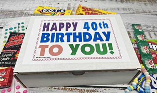 RETRO CANDY YUM Happy 40th Birthday to You for 40 Year Old Man or Woman – Classic Nostalgic Candy Assortment Gift Box Jr