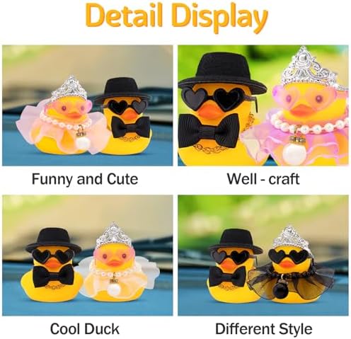 wonuu Pair Set of 2 Bride and Groom Rubber Ducks for Wedding Favors, Party Favors, Ceremony Gift Set, Marriage Souvenir, Marry Blessings, Aniversary Present, White Dess with Veil&Soft Top Hat