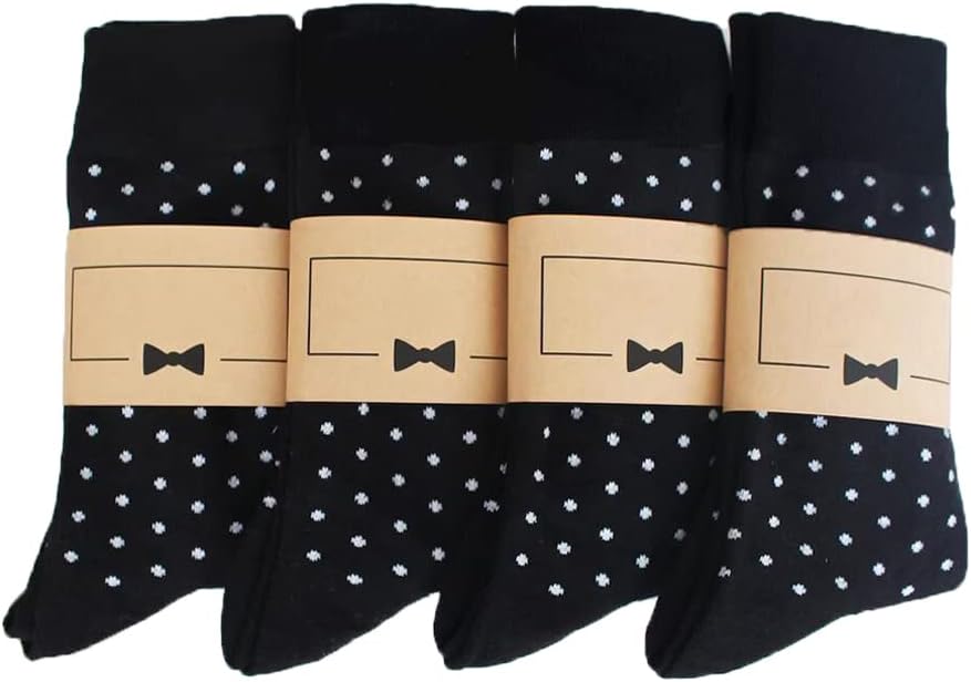 Socks For Men Groomsmen Gifts For Men Dot Christmas Dress Socks Wedding 9-13 100% cotton Casual Crew Socks