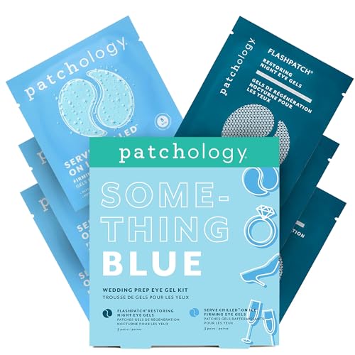 Patchology Bridal Shower Gift Box Something Blue Cooling Under Eye Patches for Brides & Bridesmaids, Depuffing & Firming Gel Masks with Peptides & Bakuchiol Wedding Skincare Gift Set