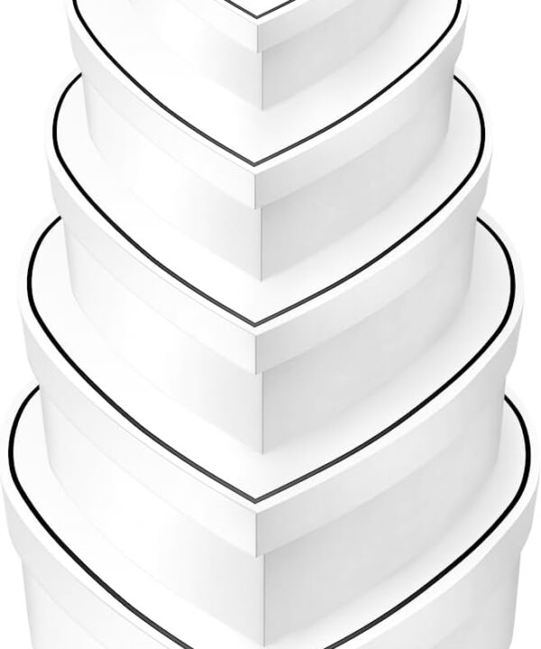 ysmile Valentine Gift Box with Lid, Heart Shaped Flower Box, Assorted Size Heart Nesting Box for Women Men Anniversary 8.2" White