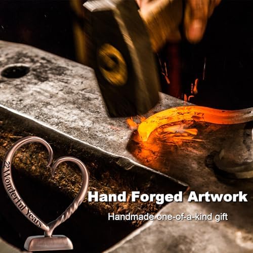 BESZONE 22 Year Anniversary Copper Gifts for Her Him Gift 22nd Wedding Anniversary for Couples Wife Husband Men, Hand Forged Copper Heart Art Keepsake Home Decor Artwork