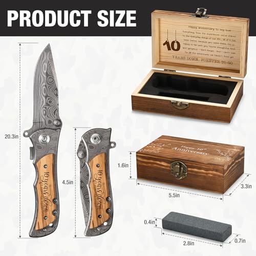 10 Years Anniversary Keepsake for Him Gifts, 10th Wedding Anniversary for Men, Tenth Tin Aluminum Anniversary Marriage Presents for Husband