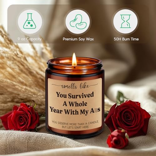 GSPY Scented Candle, 1st Anniversary Candle Gifts for Boyfriend, Girlfriend – 1 Year Paper Anniversary Happy Gifts for Couple, Him, Her – First, One Year Wedding Anniv. Presents for Husband, Wife