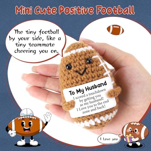 Valentines Day Gifts for Husband from Wife, To My Husband Handmade Crochet Football Birthday Gift for Him, Wedding Anniversary Present for Men, Romantic Valentines Decor for Couple, Hubby, Spouse