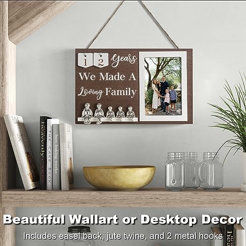 Anniversary Idea for Wife Gifts, 10th Year Wedding Anniversaries Tin Gift for Couples Him Her Husband, Aluminum Sculptures Family Tree Picture Frame Keepsake Decor Sculptures DIY Personalized