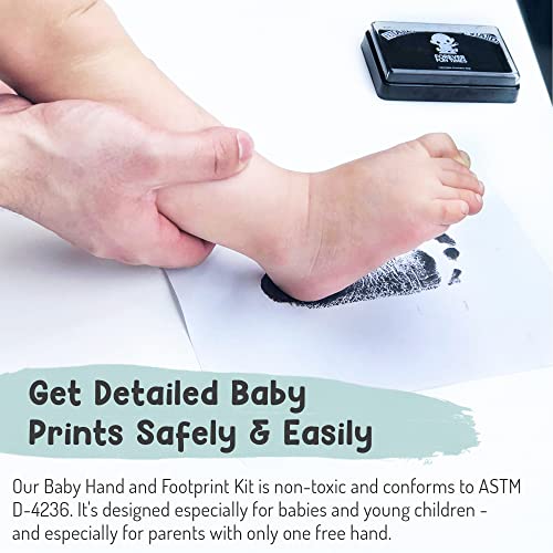 Baby Hand and Footprint Kit by Forever Fun Times | Get Hundreds of Detailed Prints with One Baby Safe Ink Pad | Easy to Clean, and Works with Any Paper or Card | Clean and Safe (Small Black)