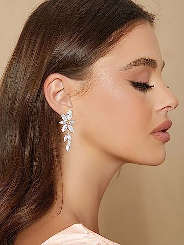 ATIMIGO Elegant Rhinestone Dangle Earrings Marquise Crystal Wedding Bridal Earrings for Brides Bridemaids Formal Prom Statement Drop Earrings for Women