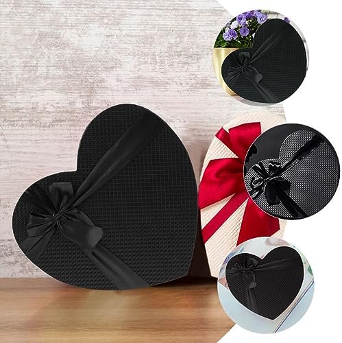 Mobestech Black Heart Shaped Box with Lid 9.05X7.87X3.54 Inches for Flower Arrangements Valentine S Day Wedding Presents Packaging